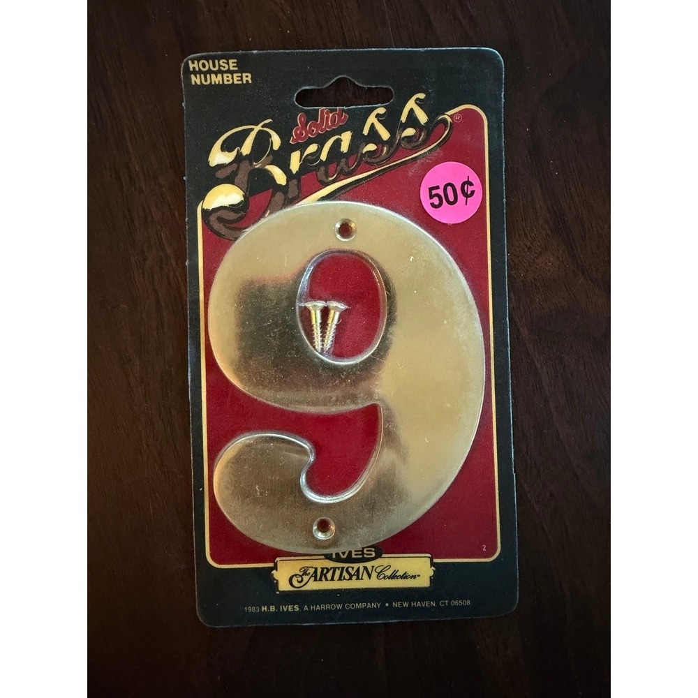 Ives Artisan Collection 4.5" Solid Brass House Number "8" w Screws New NOS 1983